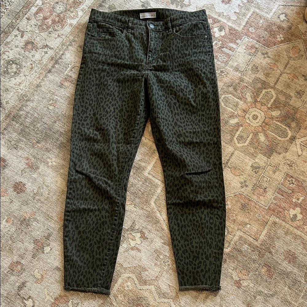 LOFT Olive Leopard Print Pants